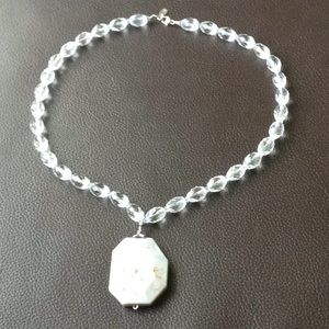 Signed ALI crystal beaded necklace & pendant